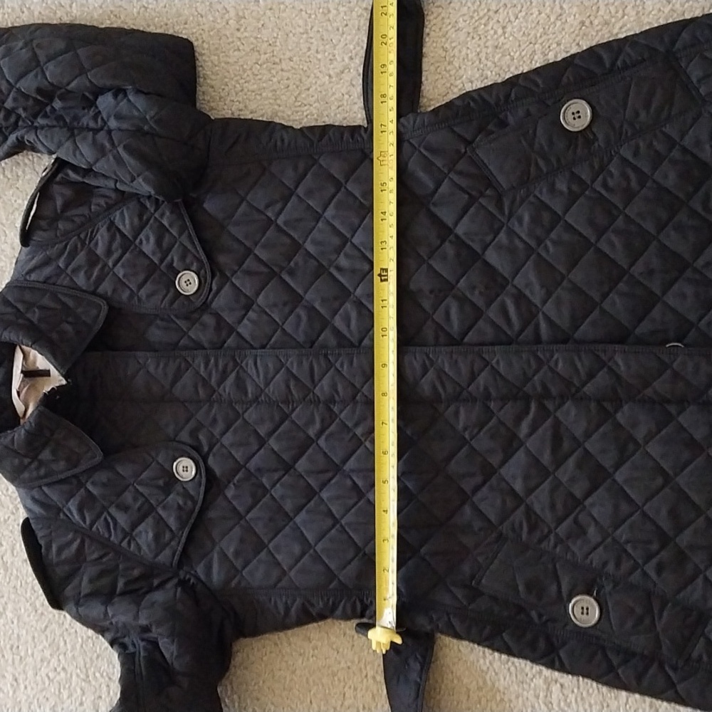 BURBERRY CHECK LINED BELTED QUILTED BLACK TRENCH COAT - Picture 8 of 11